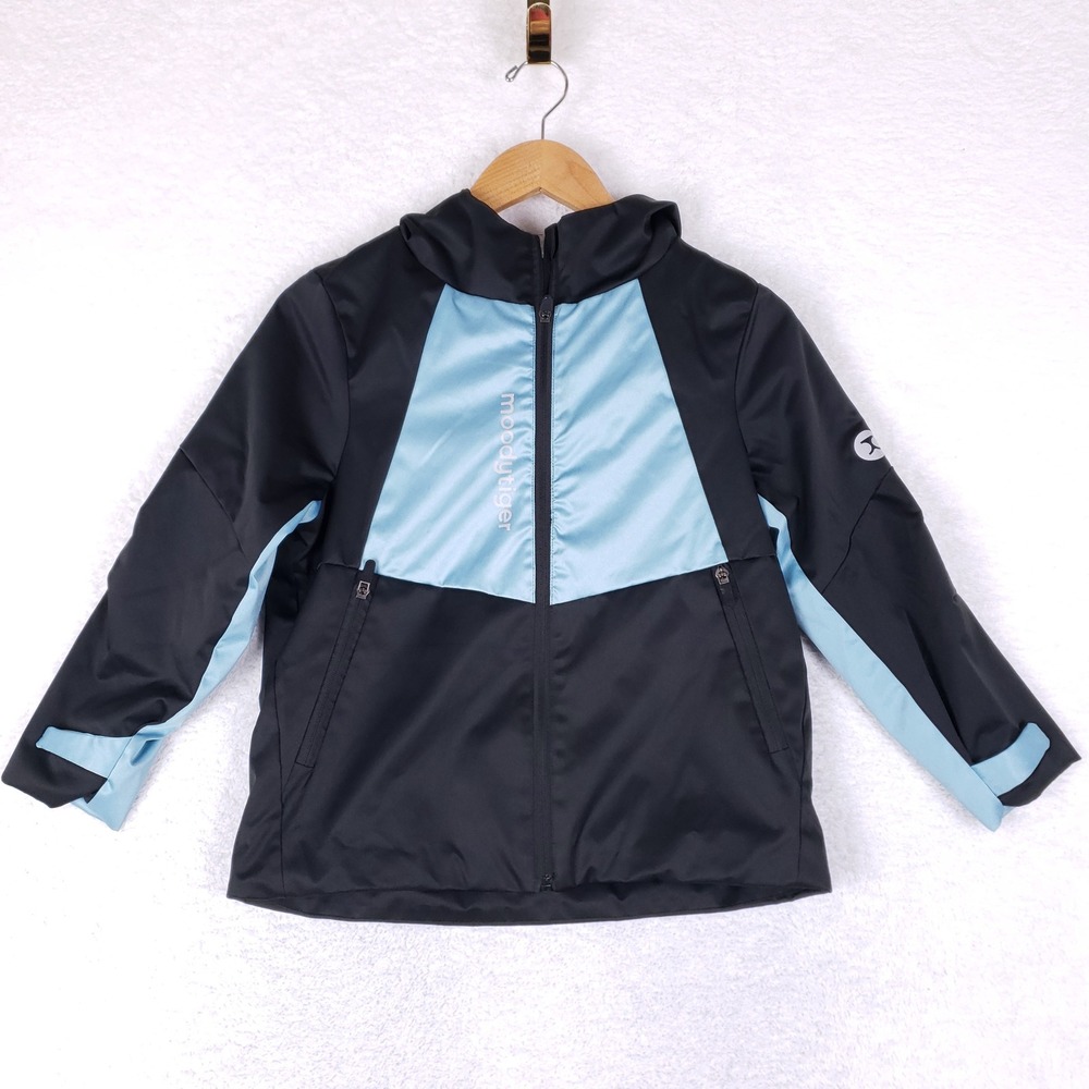 Moodytiger‎ Windbreaker Youth 140 Jacket Black Blue Fleece Lined Gorpcore Sport
